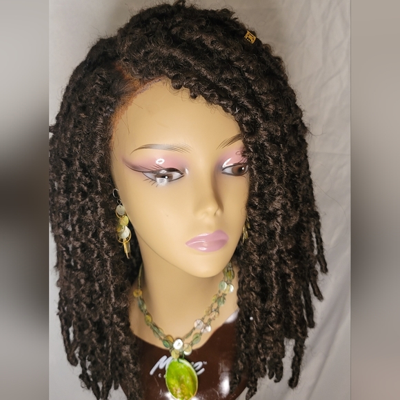 New Handmade Buttefly Locs Lace Frontal Wig- 14 inches, Color #4 - Picture 3 of 11